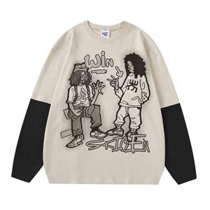 Camiseta Oversize de Manga Larga Unisex Estilo Urbano con Ribete en Contraste en la Parte Delantera, Cuello Redondo, 100% Algodón Jersey, Ajuste Holgado, Ecológica y de Secado Rápido - Product Image 1