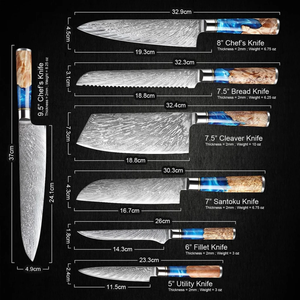 Ensemble de couteaux de cuisine professionnels LEGACY BLADES, acier damas fait main, manche en bois, qualité d'exportation, fabricant - Product Image 6