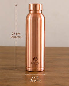 Botella de Cobre Puro Ecológica Reutilizable Ayurvédica Tamra Jal a Prueba de Fugas Hecha a Mano y Pulida para Beber, India - Product Image 2
