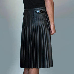 Kilt Escocés de Cuero Vacuno Auténtico, Plisado, Frente Plano, para Hombre, Negro 2026 - Product Image 2