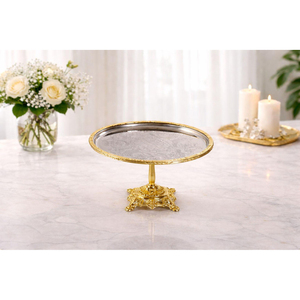 Vintage Stainless Steel <b>Cake</b> Stand Metal Dessert Pedestal Round Irregular Serving Holder for Cafe Wedding Table <b>Decor</b> <b>Supplies</b> - Product Image 2