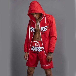 Conjunto de Pantalones Cortos Deportivos de Nailon Ligero con Logotipo Personalizado, Chaqueta Cortavientos con Cierre de Cremallera para Hombre, Ropa de Entrenamiento de Verano - Product Image 4