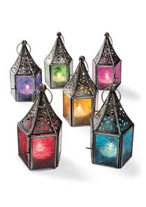 Mini Farol de Vidrio Estilo Marroquí |   Lámparas de vidrio coloridas independientes |   Portavelas ético para velas de té | - Product Image 2
