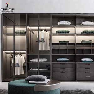 Armoire de chambre à coucher modulaire en bois moderne haut de gamme sur mesure JY Project, miroir, maison, hôtel, appartement, cuisine, villa, organisateur - Product Image 6