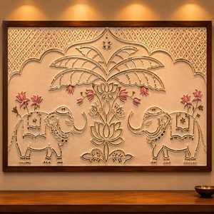 Handmade Clay Mud Compound Metal Framed Wall Art <b>Mirror</b> Decor Traditional Indian Wedding <b>Panel</b> Designer Home Hanging Custom Boho - Product Image 1