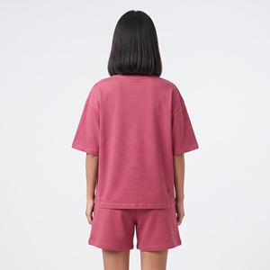 Conjunto de Ropa para Mujer de Color Sólido, Corte Holgado, Estilo Oversize, Camiseta y Pantalones Cortos, Traje de 2 Piezas - Product Image 3