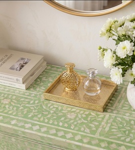 Table console moderne style farmhouse avec incrustation d'os vert, un tiroir, bureau d'appoint, rangement, meuble d'entrée et de salon - Product Image 2