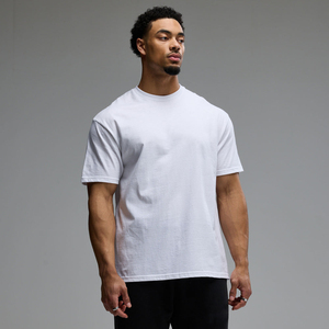 T-shirt à manches longues col rond 100 % coton blanc pour homme, coupe oversize, tricot décontracté, couleur unie, anti-plis, design vierge - Product Image 3