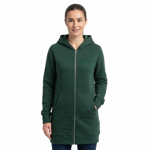 <b>Women</b> Winter Dark Green Knitted Zip up <b>Hoodie</b> Fleece Sweatshirt <b>Longline</b> Hooded Jacket Kangaroo Pocket Front Casual Streetwear - Product Image 1