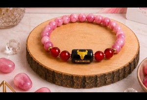 Bracelet extensible unisexe fait main en pierres naturelles œil de tigre et cristal craquelé, breloque zodiacale Lion, cadeau idéal - Product Image 4