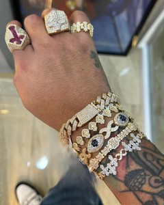 VVS Moissanite diamant 925 argent Sterling Hip Hop rappeur Style entièrement glacé Miami cubain lien Bracelet bijoux à la mode pour hommes - Product Image 1