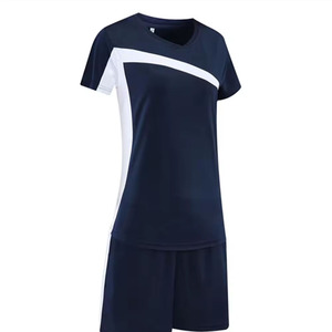 Ensemble de maillots de football unisexe bleu marine, col en V, manches courtes, évacuation de l'humidité, respirant, séchage rapide pour l'équipe LAMA INDUSTRIES 100% - Product Image 2