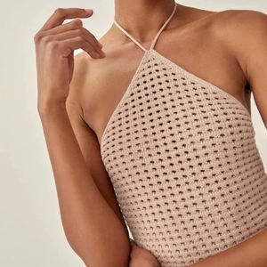 Вязаное мини-платье-халтер SHENGFU, облегающее, с открытым плетением, для пляжа, летнего отдыха, вечеринок, для женщин - Product Image 2