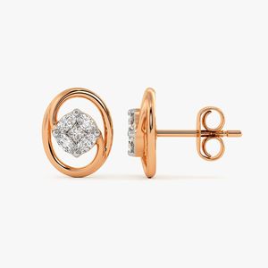 Pendientes de Oro Rosa con Diamantes Cultivados en Laboratorio en Forma Ovalada y Diseño en Espiral - Product Image 4