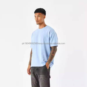 T-shirt pour homme coupe classique 100% coton de qualité supérieure, design épaules tombantes, imprimé à carreaux, col rond, tissu jersey 300g - Product Image 3