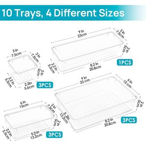 10-Piece <b>Makeup</b> Drawer Organizer Set 4 Sizes Clear Acrylic <b>Vanity</b> Storage Bins Plastic <b>Makeup</b> <b>Vanity</b> Tray Organizer - Product Image 4