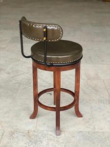 Chaise de bar moderne avec accoudoirs fixes, assise en tissu floral écologique, base en métal, structure en bois pour bar à domicile, salle à manger et salon - Product Image 4