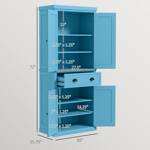 Armadio Dispensa da Cucina Blu Scuro a 4 Ante con 3 Ripiani Regolabili (183 cm) - Product Image 3