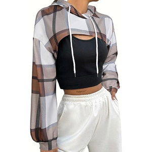 Sudaderas cortas estilo streetwear para mujer en oferta, a bajo precio, hechas con tela transpirable de alta calidad y anti-pilling. - Product Image 2