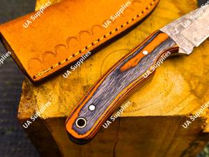 Cuchillo de Caza de Acero de Damasco con Mango de Madera, Hoja de Punta Caída y Borde Recto, Cuchillo de Supervivencia para Exteriores - Product Image 2