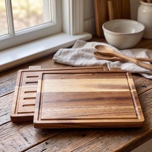 Juego de 4 tablas de cortar de acacia con soporte, tablas de madera para carne, pescado, verduras y pan, tablas de preparación de cocina con recogedor de migas - Product Image 4