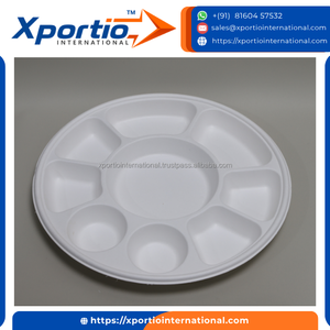 Plateau rond à compartiments en bagasse, 9 pouces, beige naturel, compostable, certifié ISO, prix usine, approvisionnement en gros pour la restauration - Product Image 5