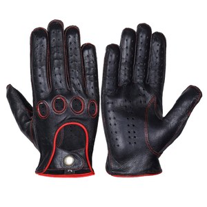 Gants de moto en cuir, longueur poignet, respirants, sans doublure, style sportif, compatibles écran tactile, pour le cyclisme, les fêtes, printemps et été - Product Image 2