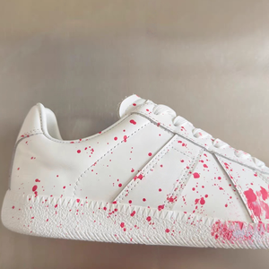 Baskets basses en cuir à lacets, style graffiti peint à la main, semelle extérieure en caoutchouc, chaussures plates pour couple - Product Image 6