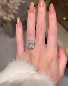 4.5 Carat Radiant Cut Diamond Engagement <b>Ring</b> for Women | Hidden Halo <b>Solitaire</b> Wedding <b>Ring</b> IGI Certified Gold - Product Image 4