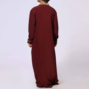 Offre Spéciale : Thobe/Thawb Blanc en Coton pour Hommes Arabes, Col en V, Modeste, Vêtement Traditionnel, Robe à Manches Assorties pour Enfants - Product Image 4