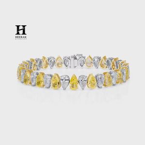 Luxury Pear Cut Two-Tone Tennis <b>Bracelet</b> Alternating Yellow and White Cubic Zirconia/Moissanite <b>Bracelet</b> in Gold Plated Setting - Product Image 3