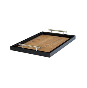 Luxury Round Wooden Serving <b>Tray</b> With Black Metal Frame <b>Decorative</b> <b>Coffee</b> <b>Table</b> <b>Tray</b> Modern Home Hotel Restaurant Display <b>Tray</b> - Product Image 4