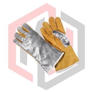 Guantes de Soldadura Resistentes al Calor, Aluminizados, de Cuero, Resistentes al Fuego, Textura Lisa, Resistentes a Desgarros, Antivibración, 7 oz, Sin Silicona - Product Image 4