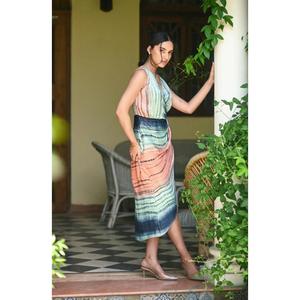 Vestido Largo sin Mangas para Mujer, Estilo Kaftan, Estampado Tie Dye, Informal, para Verano, Vacaciones, Lavable, Natural - Product Image 3