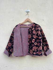 Veste décontractée unisexe en coton matelassé, imprimé floral réversible, en velours, faite à la main, style indien, coupe régulière, écologique et respirante - Product Image 6