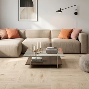 Carreaux de mur et de sol en porcelaine Crema Matte en bois de frêne moderne, résistants aux acides, antidérapants, pour l'aménagement intérieur des hôtels et des appartements - Product Image 1