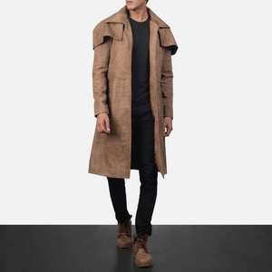 Manteau long pour homme, doublé de fourrure, mi-long, style uniforme, en cuir, épais et chaud, pour l'hiver, décontracté et professionnel, personnalisable - Product Image 5