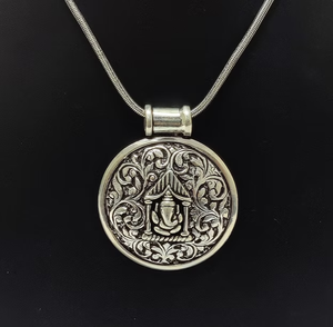 Colgante Religioso Artesanal de Plata Oxidada 925 con Grabado del Dios Ganesha, Amuleto, Joyería Espiritual Fina, Proveedor - Product Image 2