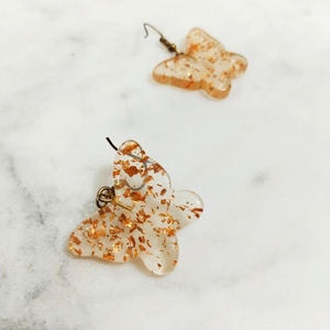 Exquisite <b>Rose</b> <b>Gold</b> Butterfly Earrings in Resin Stunning Handmade Statement Jewelry for Women, Perfect for Any Occasion - Product Image 1