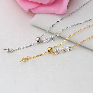 Collar con Colgante de Plata S925 para Mujer, Cadena Ajustable para Clavícula con Soporte para Perla Vacía para Joyería DIY - Product Image 4