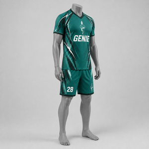 Tenue de football respirante pour adulte, numéro 28, en vente, ensemble uniforme de football pour homme Genie, impression par sublimation, polyester - Product Image 3