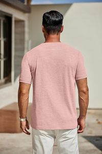 Camiseta de Cuello en V para Hombre, Algodón Premium, Manga Corta, Informal, Tejido Suave y Transpirable, Corte Ajustado, Moda de Verano, Básica para el Día a Día - Product Image 5