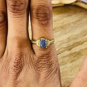 Latest Design Lapis Lazuli <b>Ring</b> Boho Brass <b>Rings</b> Women 18k Gold Plated <b>Dainty</b> Solitaire Band Minimalist Jewelry Wholesale/OEM/OD - Product Image 6