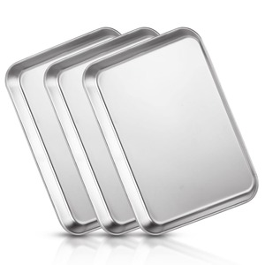 GLOSSY TOUCH ART Stainless Steel <b>Baking</b> Sheet <b>Set</b> of 3 Rectangular Nonstick Cookie <b>Tray</b> for Oven Use Portable - Product Image 1