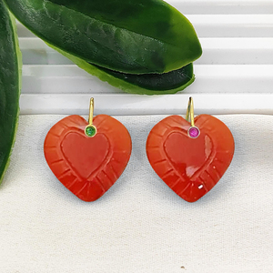 Carnelian Heart Carving Pendant 20mm Heart Shape Carnelian Carved Charms Gold Plated Pendants For Jewelry Making Suppliers - Product Image 1
