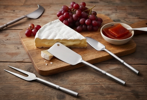 Juego de 4 utensilios para servir barbacoa y queso, de acero inoxidable con acabado satinado, para el hogar, cocina, fiestas, bodas y restaurantes. - Product Image 5