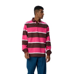 Chemise décontractée à manches longues pour homme, col montant, rayée, respirante, 100 % coton jersey, coupe classique, 220g, personnalisable, haute qualité - Product Image 2