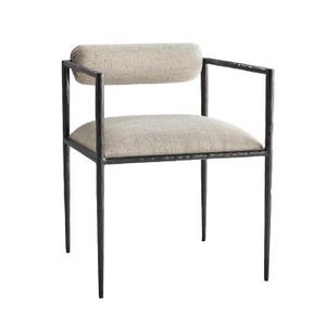 Modern <b>Dining</b> <b>Chair</b> Upholstered Seat and Back Forged Metal Frame Linen Texture Side <b>Chair</b> for Apartment <b>Dining</b> Room - Product Image 1