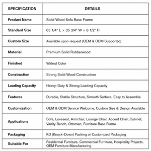 OEM Solid <b>Wood</b> <b>Sofa</b> <b>Frame</b> Durable Wooden Couch Base Custom Furniture <b>Frame</b> <b>for</b> Residential Commercial Projects - Product Image 5