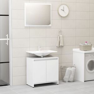 Set di mobili da bagno in legno ingegnerizzato bianco 3 pezzi - Product Image 5